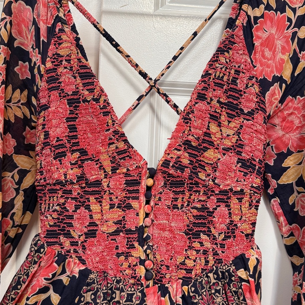 Free People A New Way Maxi Dress Navy Combo Medium - Picture 6 of 9